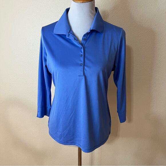 Lopez Desert Dry blue collared long sleeve golf polo shirt M - Picture 7 of 7